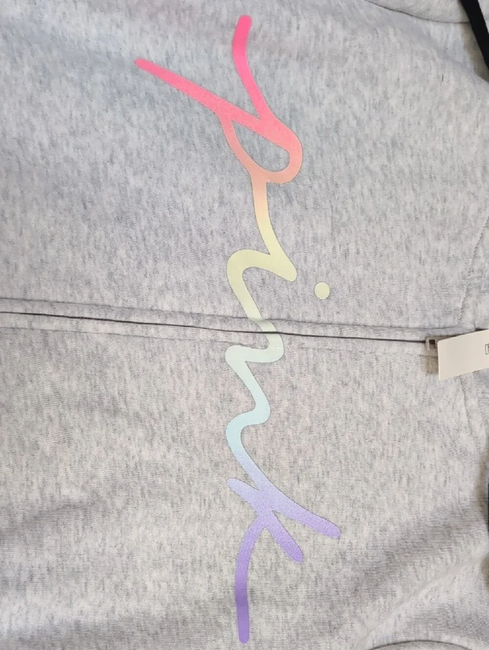 NWT PINK Victoria's Secret Light Gray Hoodie & Joggers Set Pastel Logo Medium - Picture 3 of 10
